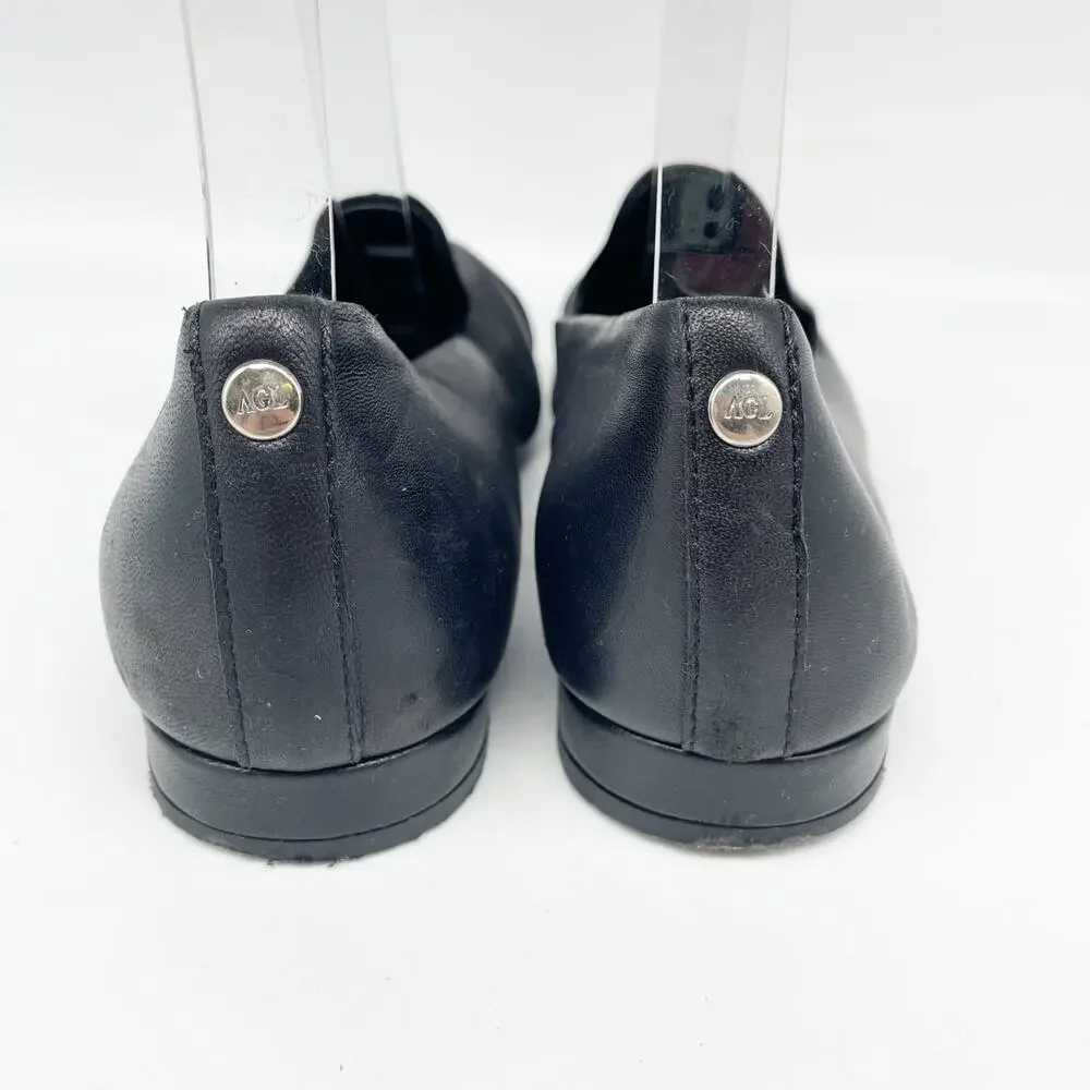 AGL Attilio Giusti Leombruni Black Naomi Cap Toe Ballet Flat Size EU 36.5 US 6.5